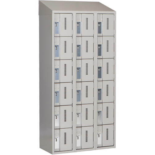 Concorde Heavy-Duty Lockers, 6 -tier, Bank of 3, 36" x 18" x 78", Steel, Grey, Welded (Assembled) Planification Entrepots Molloy