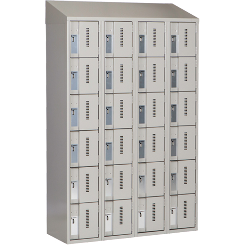 Concorde Heavy-Duty Lockers, 6 -tier, Bank of 4, 48" x 18" x 78", Steel, Grey, Welded (Assembled) Planification Entrepots Molloy