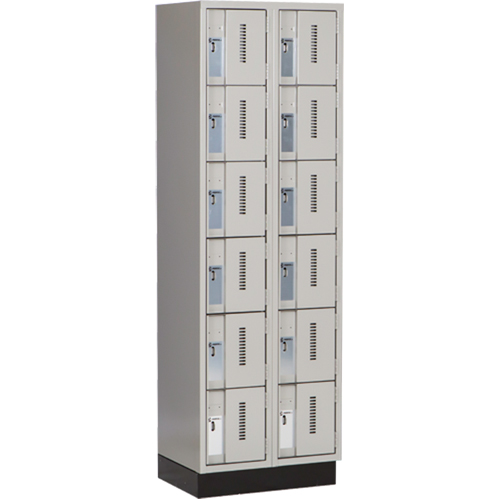 Concorde Heavy-Duty Lockers, 6 -tier, Bank of 2, 24" x 18" x 76", Steel, Grey, Welded (Assembled) Planification Entrepots Molloy