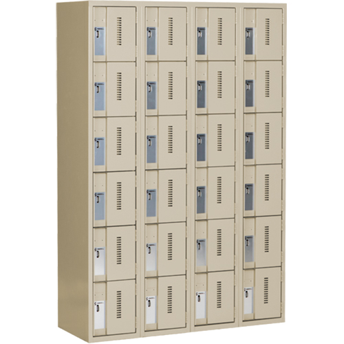 Concorde Heavy-Duty Lockers, 6 -tier, Bank of 4, 48" x 18" x 72", Steel, Beige, Welded (Assembled) Planification Entrepots Molloy