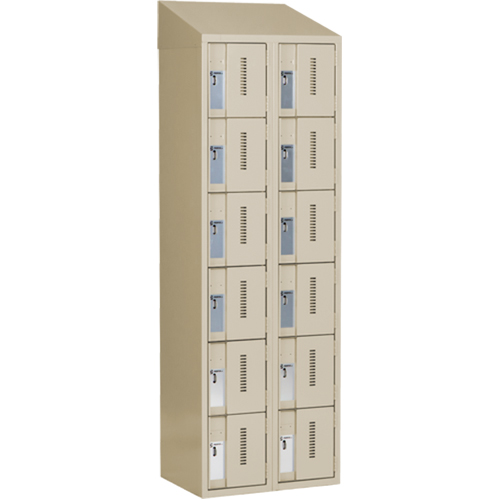 Concorde Heavy-Duty Lockers, 6 -tier, Bank of 2, 24" x 18" x 78", Steel, Beige, Welded (Assembled) Planification Entrepots Molloy