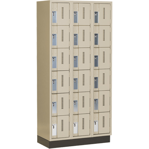 Concorde Heavy-Duty Lockers, 6 -tier, Bank of 3, 36" x 18" x 76", Steel, Beige, Welded (Assembled) Planification Entrepots Molloy