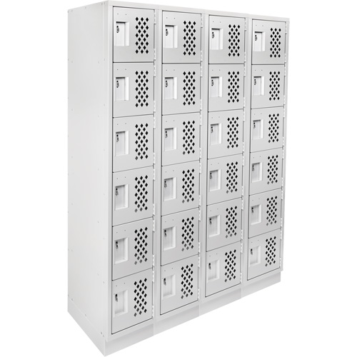 Assembled Clean Line Perforated Economy Lockers, 6 -tier, Bank of 4, 18" x 72" x 12", Steel Planification Entrepots Molloy