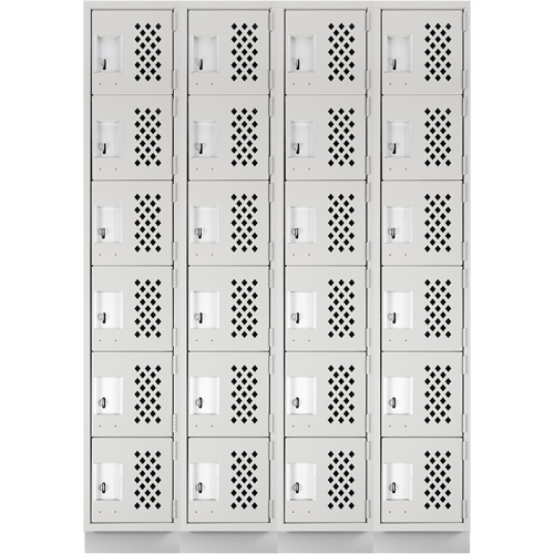 Assembled Clean Line Perforated Economy Lockers, 6 -tier, Bank of 4, 18" x 72" x 12", Steel Planification Entrepots Molloy