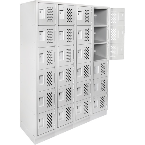 Assembled Clean Line Perforated Economy Lockers, 6 -tier, Bank of 4, 18" x 72" x 12", Steel Planification Entrepots Molloy