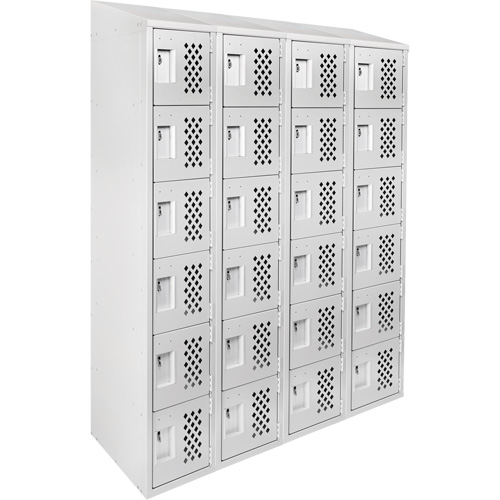 Assembled Clean Line Perforated Economy Lockers, 6 -tier, Bank of 4, 18" x 72" x 12", Steel Planification Entrepots Molloy