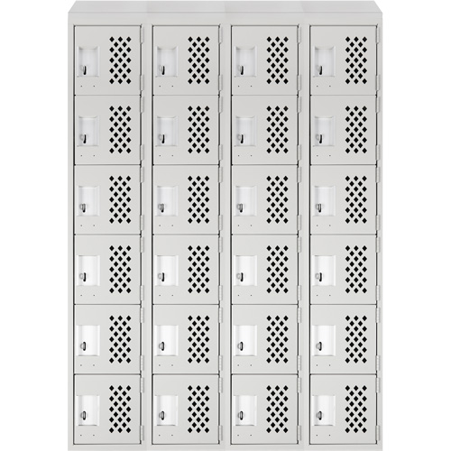 Assembled Clean Line Perforated Economy Lockers, 6 -tier, Bank of 4, 18" x 72" x 12", Steel Planification Entrepots Molloy