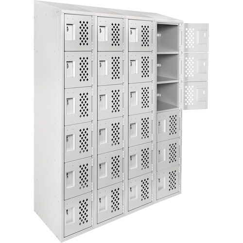 Assembled Clean Line Perforated Economy Lockers, 6 -tier, Bank of 4, 18" x 72" x 12", Steel Planification Entrepots Molloy