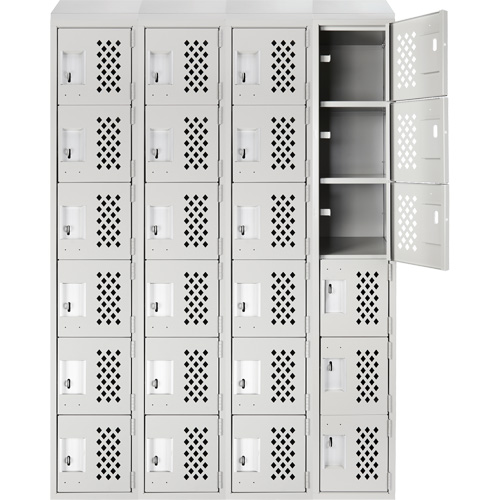 Assembled Clean Line Perforated Economy Lockers, 6 -tier, Bank of 4, 18" x 72" x 12", Steel Planification Entrepots Molloy