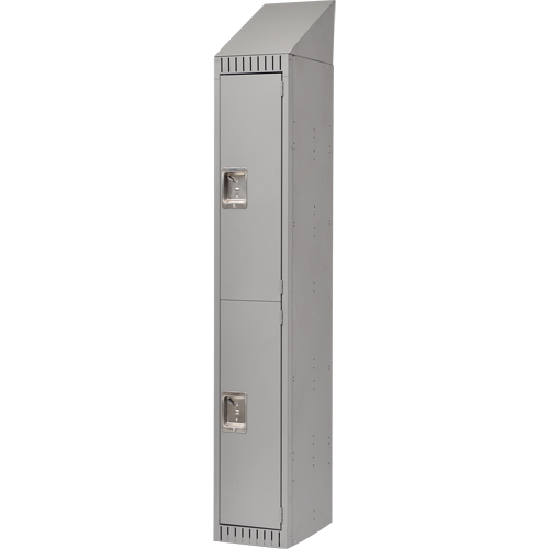 Assembled Lockers, 2 -tier, 12" x 18" x 72", Steel, Grey, Rivet (Assembled) Planification Entrepots Molloy