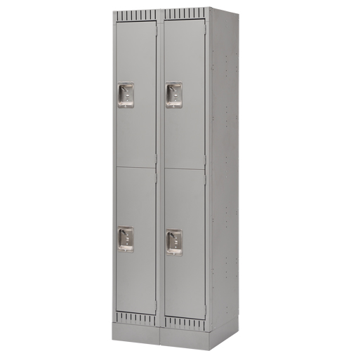 Casiers assembl&eacute;s, 2 niveaux, Bloc de 2, 24" x 18" x 72", Acier, Gris, Rivet (assembl&eacute;) Planification Entrepots Molloy