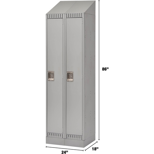 Lockers, Bank of 2, 24" x 18" x 86", Steel, Grey, Knocked Down Planification Entrepots Molloy