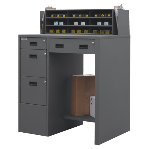 Shop Desk, 39" W x 29" D x 53" H, Grey Planification Entrepots Molloy