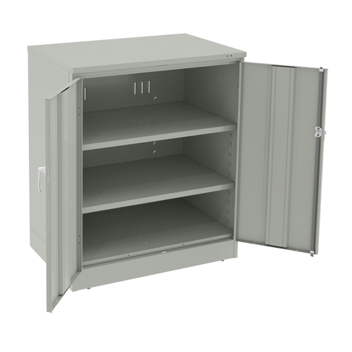 Armoire &agrave; hauteur de comptoir de luxe, Acier, 2 Tablettes, 42" h x 36" la x 24" P, Gris p&acirc;le Planification Entrepots Molloy
