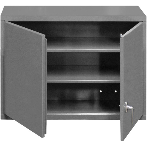 Wall-Mounted Cabinet, 27" H x 29-7/8" W x 13-11/16" D, 2 Shelves, Steel, Grey Planification Entrepots Molloy