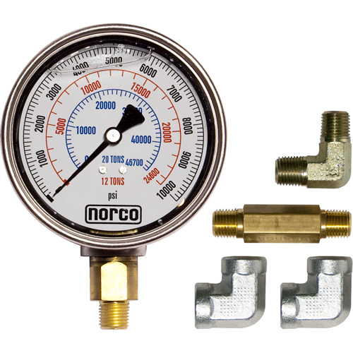 Manom&egrave;tre hydraulique avec raccords,  4", Fixation inf&eacute;rieure, Analogique Planification Entrepots Molloy