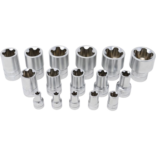 Jeu de douilles TORX EPR &agrave; 5 pans, 16 Morceaux, Prise de 1/4"/3/8"/1/2" Planification Entrepots Molloy