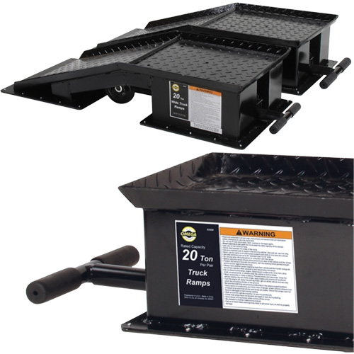 Rampes pour camions lourds avec longue poign&eacute;e en T, Capacit&eacute; 40 000 lb, 45" lo, 13-1/2" la, Hauteur de 9-19/50" Planification Entrepots Molloy