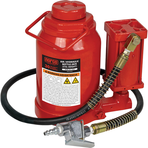 Cric-bouteille hydraulique de hauteur standard, 30 tonne(s), Air comprim&eacute;/hydraulique, 19-7/10" Hauteur &eacute;lev&eacute;e Planification Entrepots Molloy