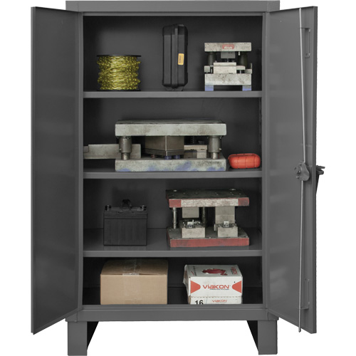 Extra Heavy-Duty Cabinet, Steel, 3 Shelves, 66" H x 60" W x 24" D, Grey Planification Entrepots Molloy
