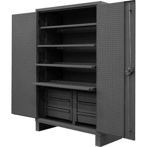 Extra Heavy-Duty Slide-Out Shelf Cabinet, Steel, 4 Shelves, 78" H x 48" W x 24" D, Grey Planification Entrepots Molloy