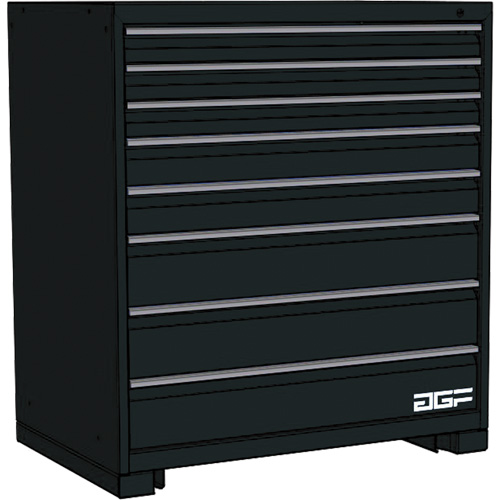 Modular Drawer Cabinet, 8 Drawers, 24" W x 28" D x 40" H, Black Planification Entrepots Molloy