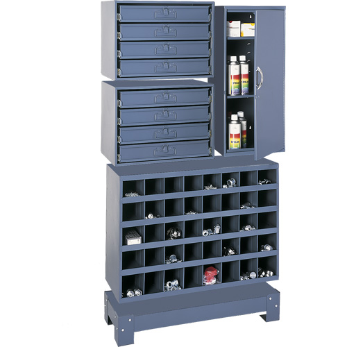 Modular Small Parts Storage Unit, Steel, 8 Drawers, 33-3/4" x 12-1/4" x 59-5/8", Grey Planification Entrepots Molloy