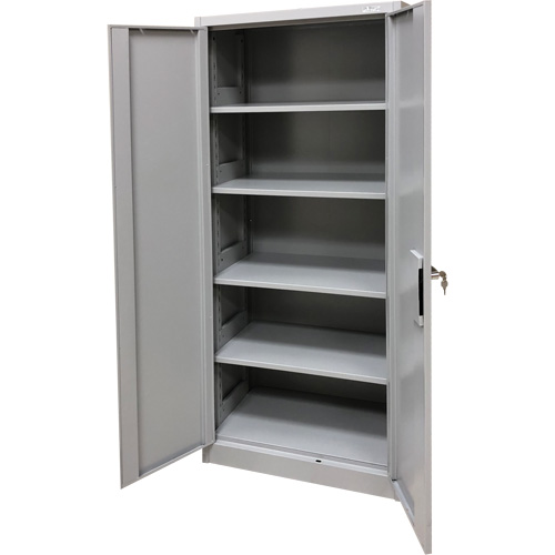 Storage Cabinet, Steel, 4 Shelves, 66" H x 30" W x 15" D, Grey Planification Entrepots Molloy