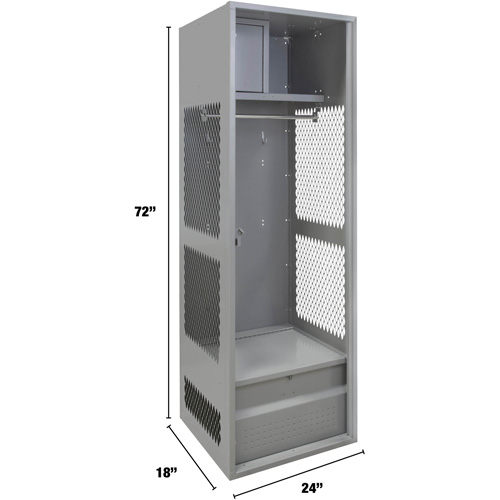 Gear Locker, Steel, 24" W x 18" D x 72" H, Grey Planification Entrepots Molloy