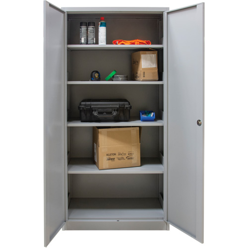 Hi-Boy Storage Cabinet, Steel, 4 Shelves, 72" H x 36" W x 18" D, Grey Planification Entrepots Molloy