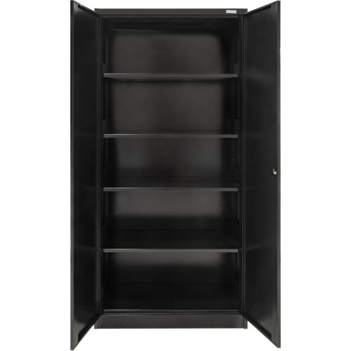 Hi-Boy Storage Cabinet, Steel, 4 Shelves, 72" H x 36" W x 18" D, Black Planification Entrepots Molloy