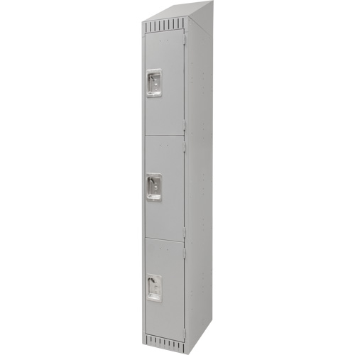 Lockers, 3 -tier, 12" x 18" x 82", Steel, Grey, Knocked Down Planification Entrepots Molloy