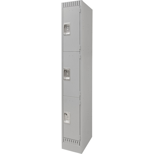 Lockers, 3 -tier, 12" x 18" x 76", Steel, Grey, Knocked Down Planification Entrepots Molloy