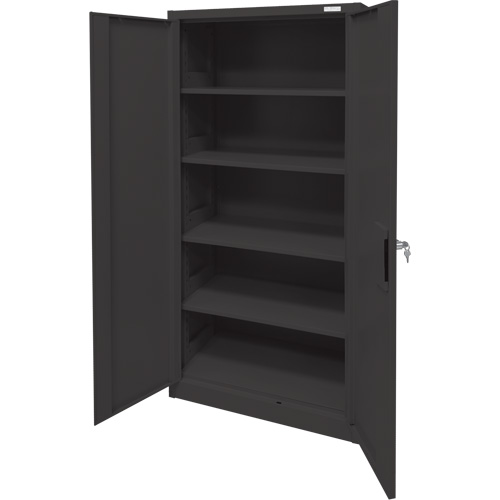 Armoire d'entreposage, Acier, 4 Tablettes, 78" h x 36" la x 24" P, Noir Planification Entrepots Molloy