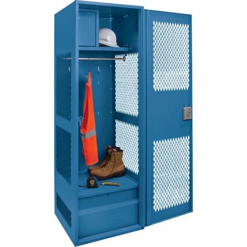 Casier pour &eacute;quipement avec porte, Acier, 24" la x 18" p x 72" h, Bleu fonc&eacute; Planification Entrepots Molloy