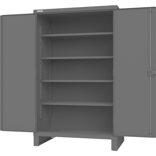 Cabinet with Recessed Pegboard Doors, Steel, 4 Shelves, 78" H x 48" W x 30" D, Grey Planification Entrepots Molloy
