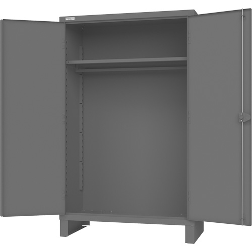 Cabinet with Hanging Bar & Standard Recessed Doors, Steel, 78" H x 48" W x 24" D, Grey Planification Entrepots Molloy