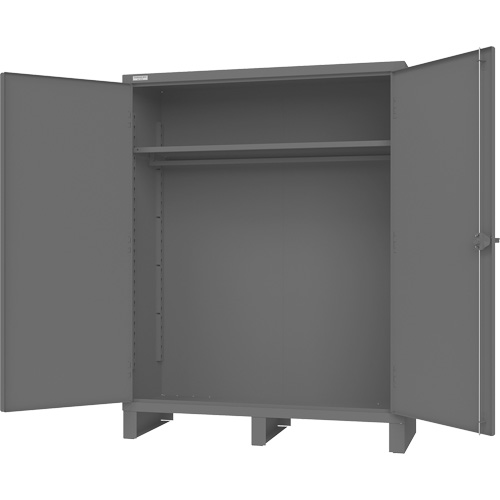 Cabinet with Hanging Bar & Standard Recessed Doors, Steel, 78" H x 60" W x 24" D, Grey Planification Entrepots Molloy