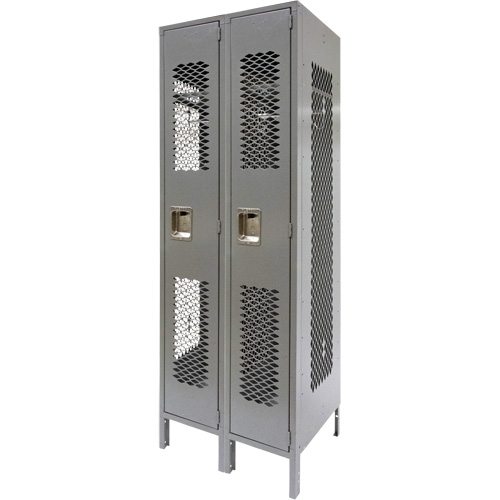 Casiers ventil&eacute;s, Bloc de 2, 24" x 18" x 78", Acier, Gris, D&eacute;mont&eacute;, Perfor&eacute; Planification Entrepots Molloy