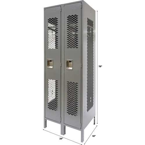 Casiers ventil&eacute;s, Bloc de 2, 24" x 18" x 78", Acier, Gris, D&eacute;mont&eacute;, Perfor&eacute; Planification Entrepots Molloy