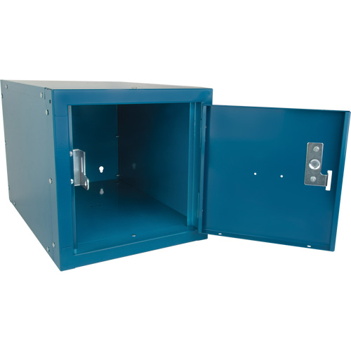 Casier cubique empilable, 12" x 18" x 12", Acier, Bleu, D&eacute;mont&eacute; Planification Entrepots Molloy