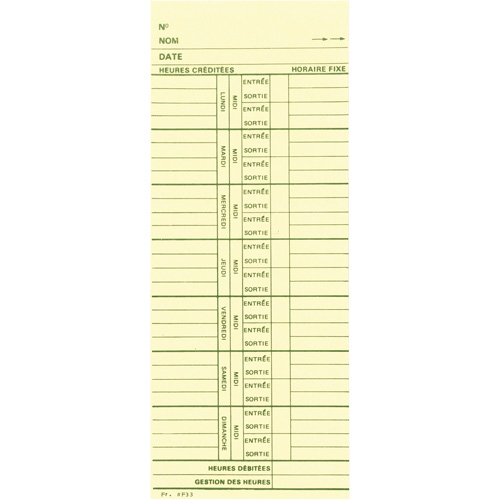 Time Cards Planification Entrepots Molloy