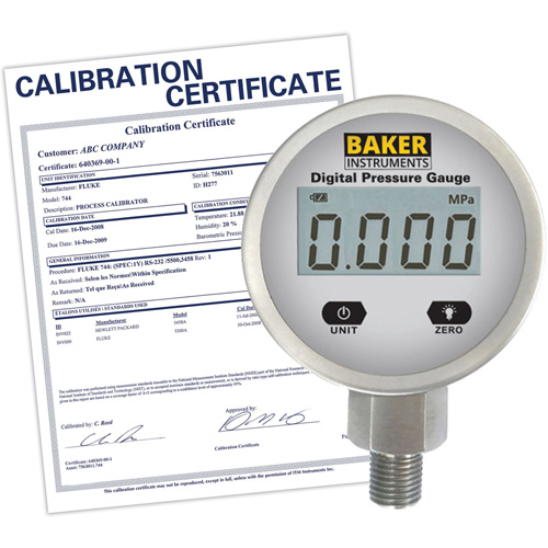 B5000 Series Pressure Gauge with ISO Certificate, 2-1/2" , 0 - 100 psi/0-690 kPa, Bottom Mount, Digital Planification Entrepots Molloy