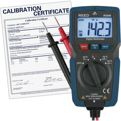 Compact Multimeter with Non-Contact Voltage and Calibration Certificate, AC/DC Voltage, AC/DC Current Planification Entrepots Molloy