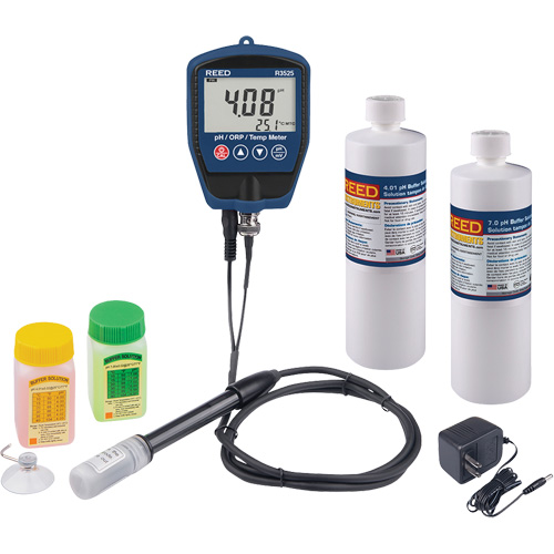 Trousse pH/mV-m&egrave;tre avec solution tampon et adaptateur d'alimentation Planification Entrepots Molloy