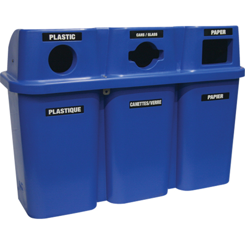 Contenants de recyclage Bullseye, Bord de rue, Plastique, 3 x 22 gal. US Planification Entrepots Molloy