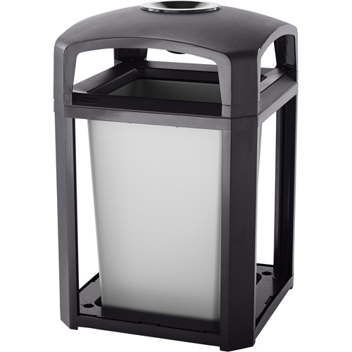 Cendrier et corbeille pour d&eacute;chets de s&eacute;rie Landmark, Plastique, Capacit&eacute; 35 gal. US, Hauteur 40" Planification Entrepots Molloy