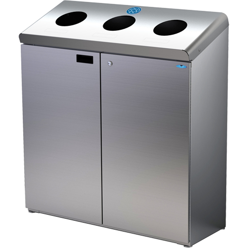 Floor Standing Recycling Station, Bulk, Stainless Steel, 42 gal. Planification Entrepots Molloy