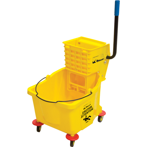 Mop Bucket and Wringer, Side Press, 9.5 US Gal.(38 Quart), Yellow Planification Entrepots Molloy