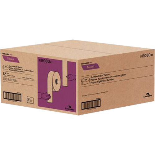 Papier hygi&eacute;nique Pro Select, Rouleau G&eacute;ant, 2 Pli, Longueur 500', Blanc Planification Entrepots Molloy